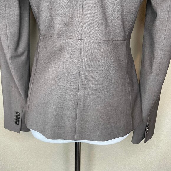 Ann Taylor Brown Virgin Wool Blend 1-Button Blazer Jacket Sz 2 Work Career - Picture 5 of 13